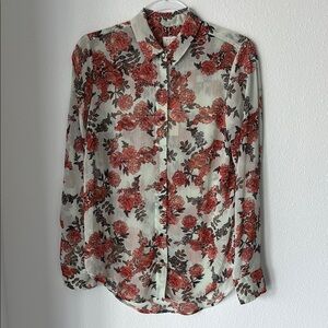 A New A Day Floral Sheer Retro Top NWT